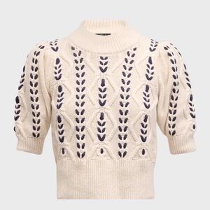 Rails Cream and Navy Patterned Turtleneck Sweater